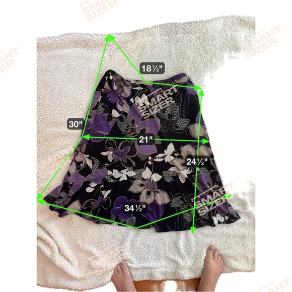 East 5th Purple and Black Floral A-Line Skirt - Picture 4 of 4